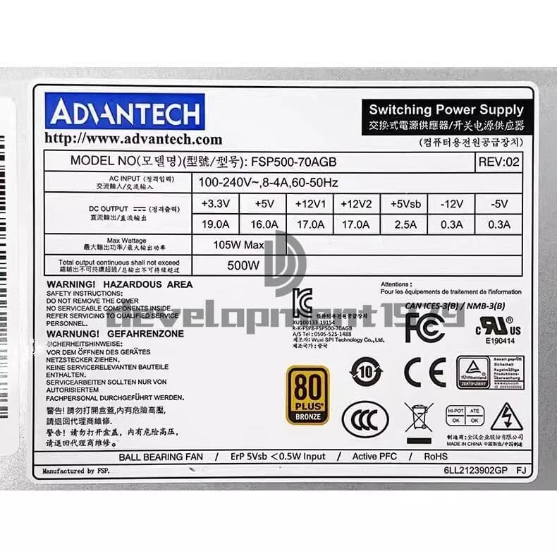 One New Advantech FSP500-70AGB Switching Power Supply 500W
