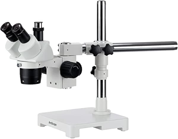Amscope Sw-3T24Z Microscopio Trinocular Estéreo Visores Wh10X Aumento 20 X/40 X/80 X Apertura 2 X/4 X Soporte De Un Brazo Incluye Lente De Barlow 2X