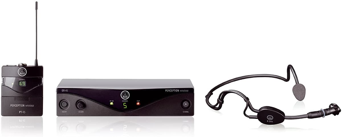 AKG Pro Audio Perception sistema de micrófono inalámbrico, receptor estacionario SR45, transmisor de bolsillo PT45 y micrófono C544L - Sports Set 3248X00010
