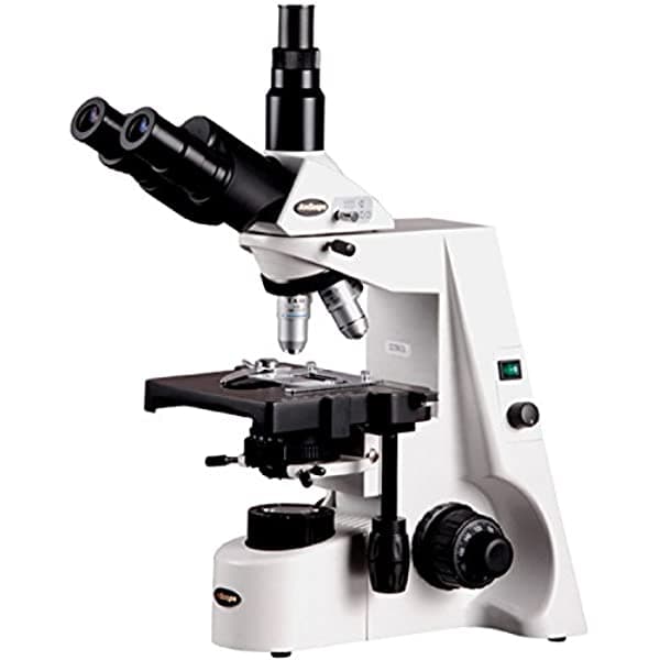 AmScope T690B-PL Microscopio Compuesto Trinocular, Aumento 40X-2000X, Oculares Super-Widefield WH10X y WH20X, Objetivos Acromáticos Infinity Plan, Campo Claro, Condensador Köhler, Platina Mecánica de Doble Capa