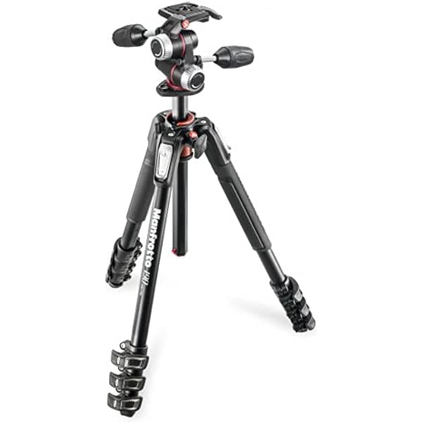 Manfrotto 190XPRO - Kit de trípode de aluminio de 4 secciones con cabezal de 3 vías (MK190XPRO4-3W)