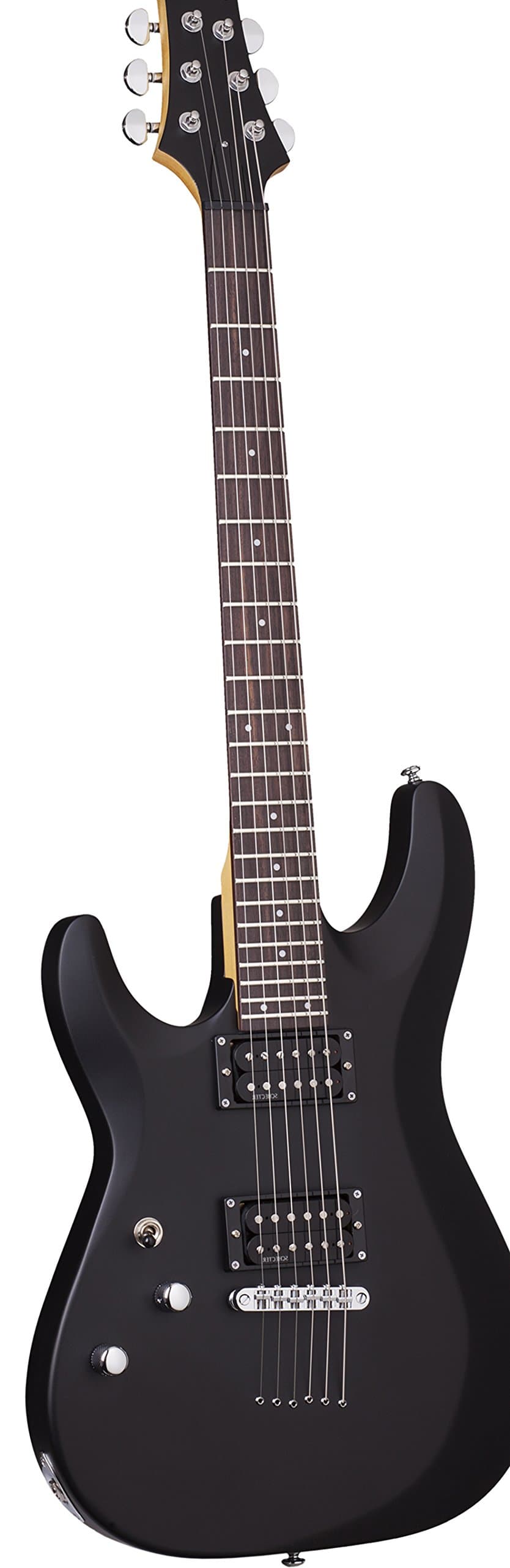 Schecter C-6 Deluxe 433 guitarra eléctrica para zurdos de cuerpo sólido, negro satinado