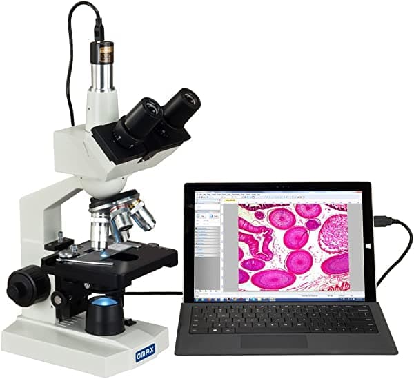 OMAX 40X-2000X - Microscopio LED TrÍnocular Compuesto de Laboratorio con Cámara de 1, 3 MP M83ES-C13S