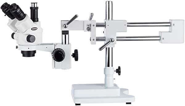 Amscope - Microscopio De Zoom Bloqueable Estéreo Simul-Focal 3.5X-90X En Soporte De Brazo Doble - Sm-4Ntpz