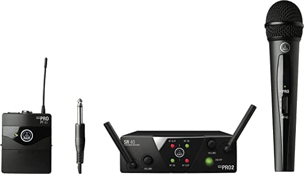 AKG Pro Audio, 2 micrófonos y transmisores inalámbricos, negro (3352X00060)