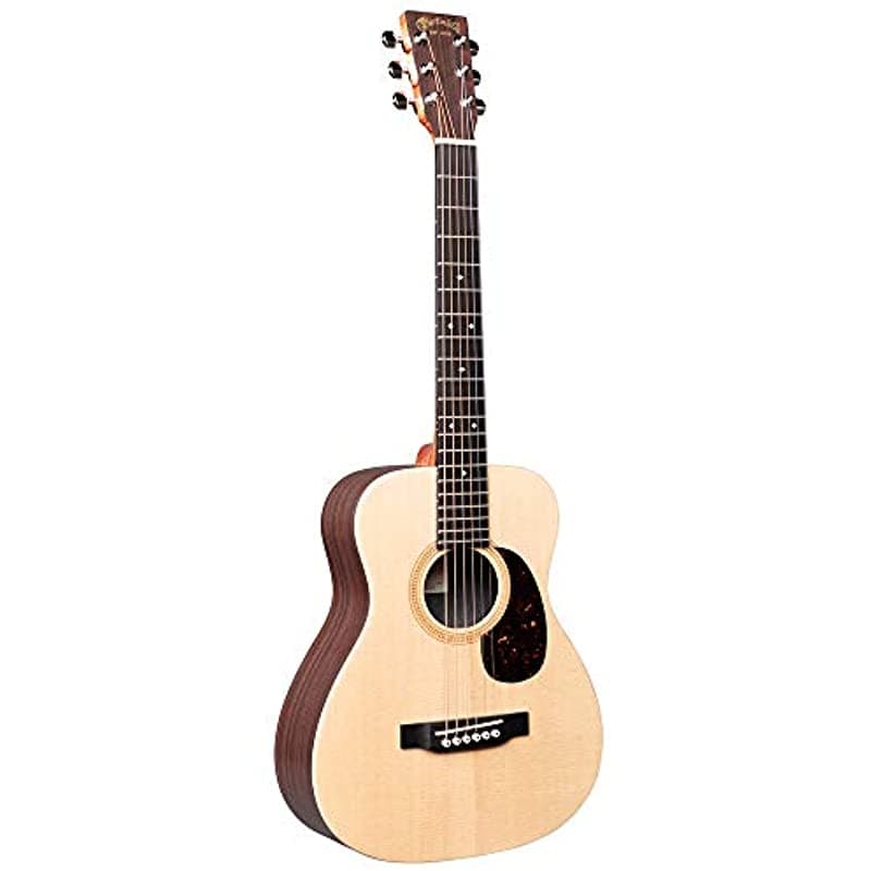 Little Martin LX1RE Guitarra Electroacústica con Funda Acolchada Abeto Sitka y Patrón de Palisandro Construcción HPL Traste Modificado 0-14 Perfil de Mástil Ovalado Bajo Modificado 11LX1RE