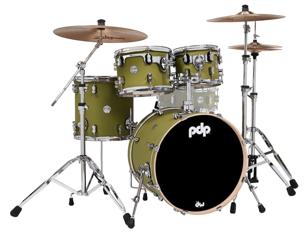 Pacific Drums & Percussion PDP Concept Maple PDCM20FNSO batería 4 piezas fusión, Shell Pack, Verde Oliva Satinado, toms 10/12, piso 14, bombo 20x16
