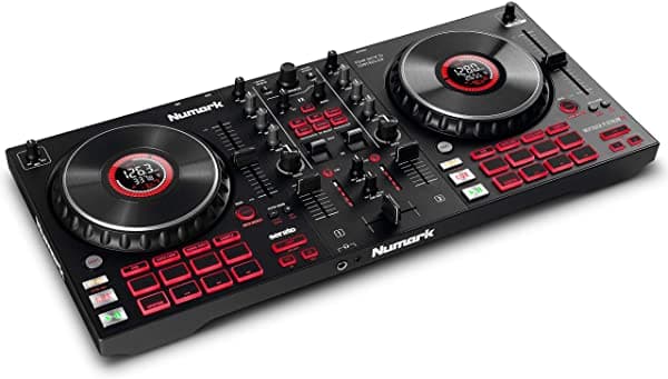 Numark Mixtrack Platinum Fx - Controlador De Dj Para Serato Dj Con 4 Controles De Cubierta Mezclador De Dj Interfaz De Audio Incorporada Pantallas De Rueda Jog Y Paletas Fx