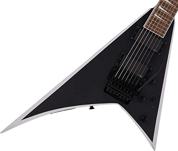 Jackson Serie X Rhoads RRX24-MG7 Negro satinado con biseles grises imprimación RRX24-MG7SBPGRYBVLS