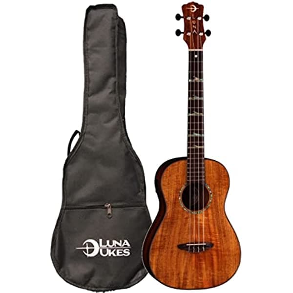 LUNA UKE HTB KOA Uke High Tide Barítono Koa con guitarra preamplificadora de ukelele, acabado natural satinado