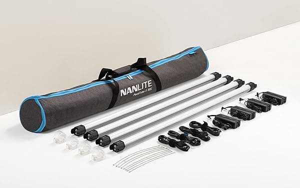 Nanlite PavoTube II 30C - Tubo de luces LED de 4 pies con cargadores de CA, soportes y kit de 4 luces NL-PT30CII-K4