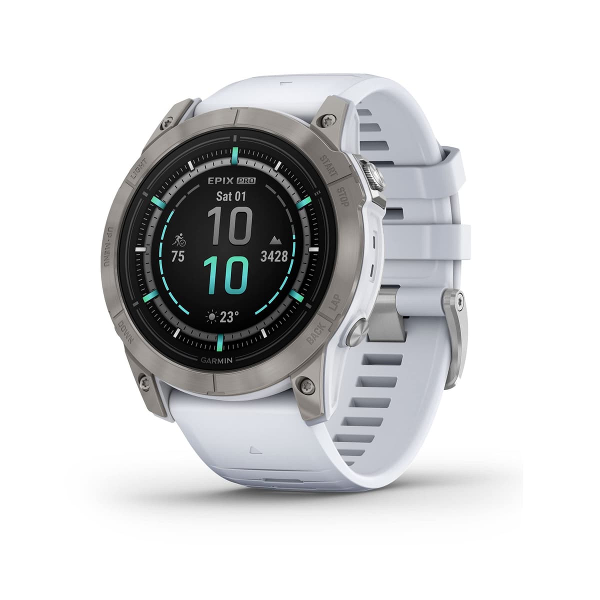 Garmin epix Pro (Gen 2) Sapphire Edition 51mm - reloj inteligente alto rendimiento, entrenamiento avanzado, linterna integrada, Whitestone 010-02804-10
