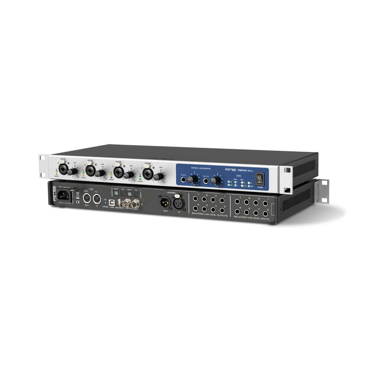 RME Fireface 802 FS Interfaz de Audio USB de 60 Canales 192 kHz High-End, Estudio Profesional, Baja Latencia, MIDI, Word Clock, TotalMix FX