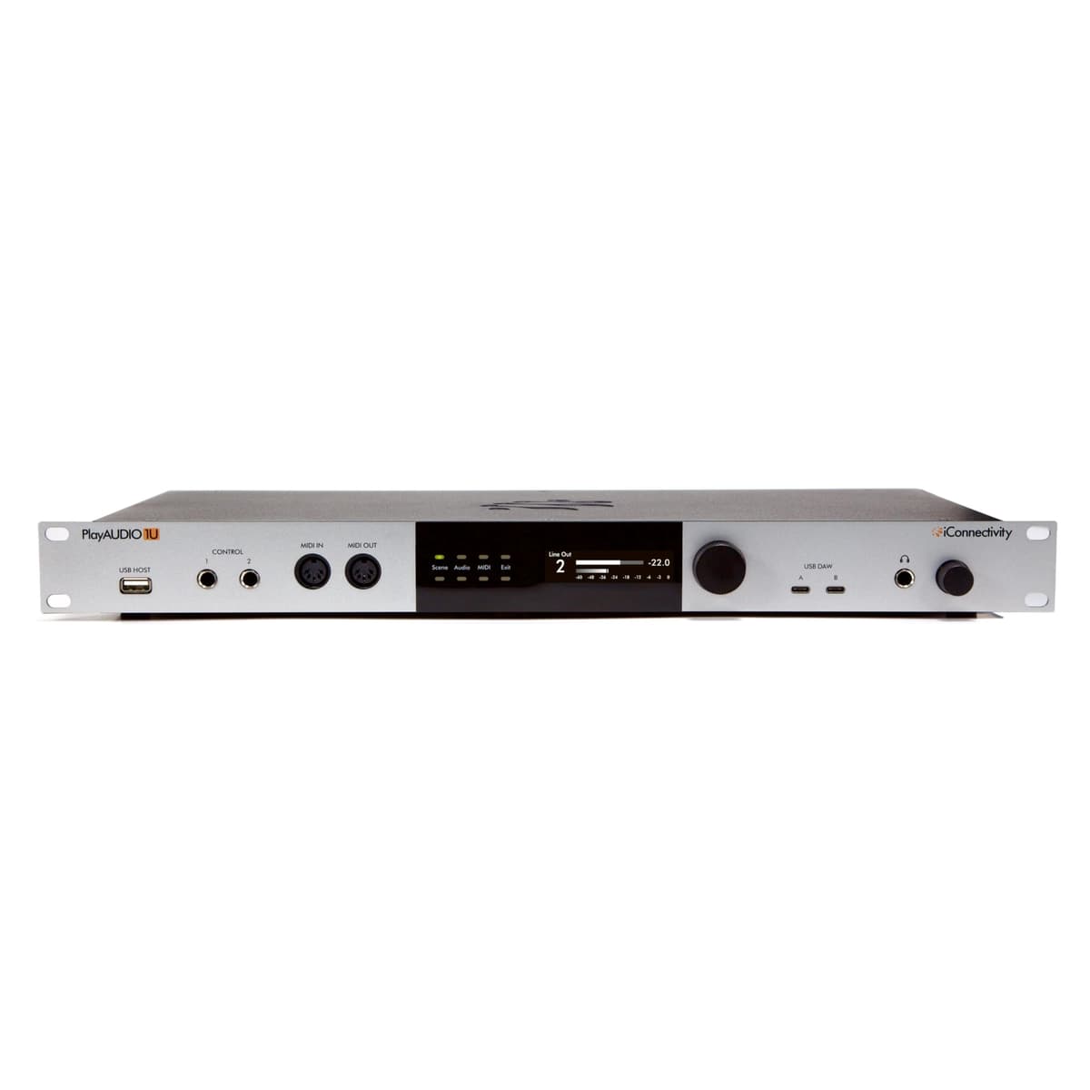 iConnectivity PlayAUDIO1U PA1U Interfaz de Audio/MIDI para directo con redundancia, 1U rack, múltiples salidas USB