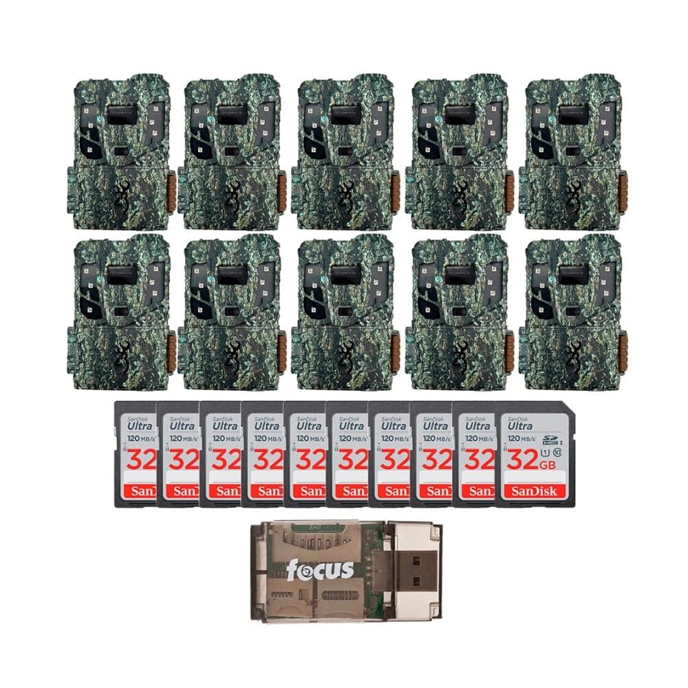 Browning Pro Scout Max Extreme HD cámara trampa celular 10 pack + tarjeta 32GB y lector (21 piezas) FC-CR1_K1621