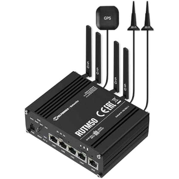 LINOVISION Teltonika RUTM50000000 Router Celular Industrial 5G, Router 5G LTE con 5 Puertos Ethernet Gigabit, Doble SIM Auto-Failover, Certificado para AT&T y T-Mobile, Versión América del Norte
