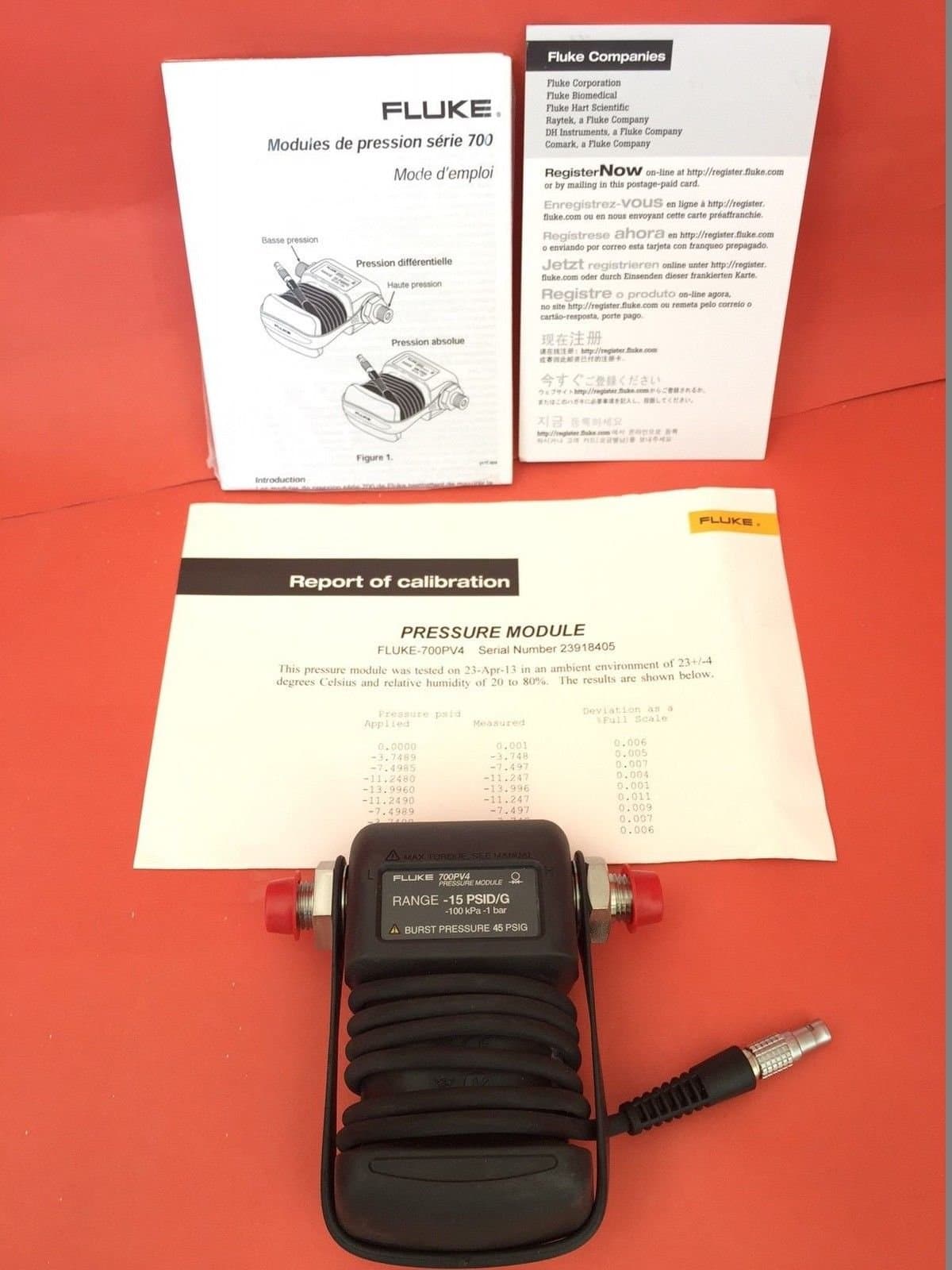 Fluke 700PV4 Módulo de Presión al Vacío, -15 PSID, Sensor de Presión Diferencial, Accesorio de Calibración, Compatible con Fluke 700 Series