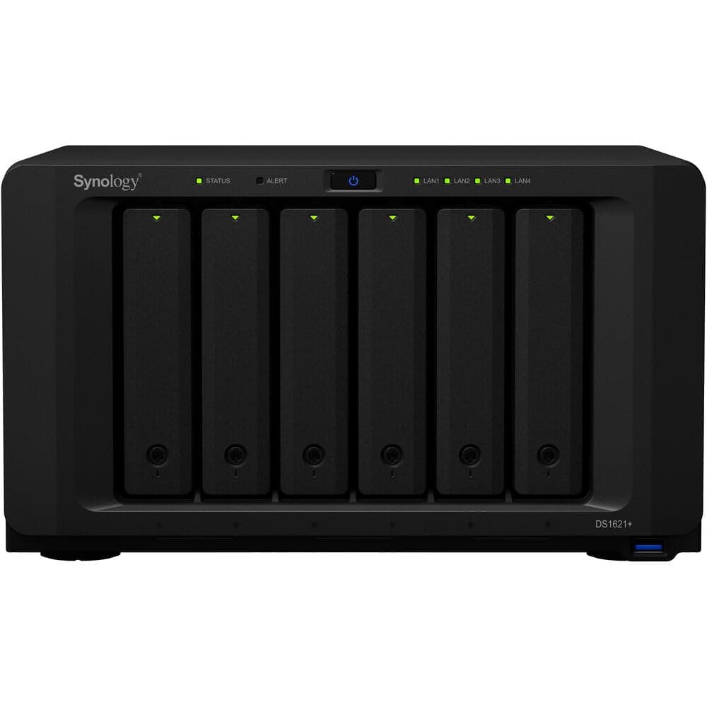 Synology DiskStation DS1621+ NAS Empresarial con CPU Ryzen 2.2GHz, 32GB RAM, 60TB HDD, 2x 1GbE LAN, Sistema DSM