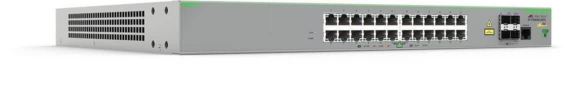 Allied Telesis FS980M AT-FS980M/28PS-50 Switch 4x 10/100T PoE+ y 4x 100/1000X SFP (2 para stacking), fuente AC fija, cable de poder EU