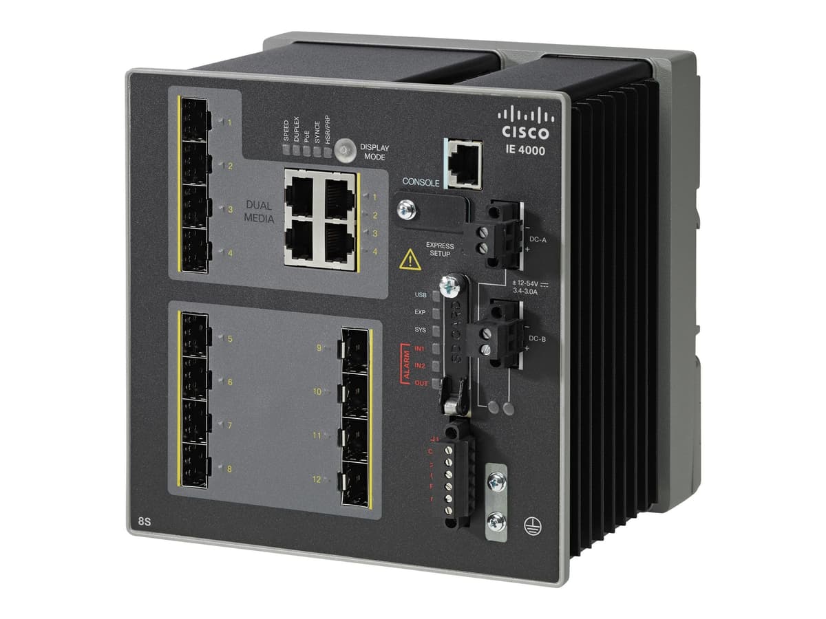 Cisco IE 4000 IE-4000-8GS4G-E switch industrial 8 x SFP 1G + 4 x RJ-45 Gigabit, administrable, capa 2/3, montaje DIN, Cisco Systems Inc.