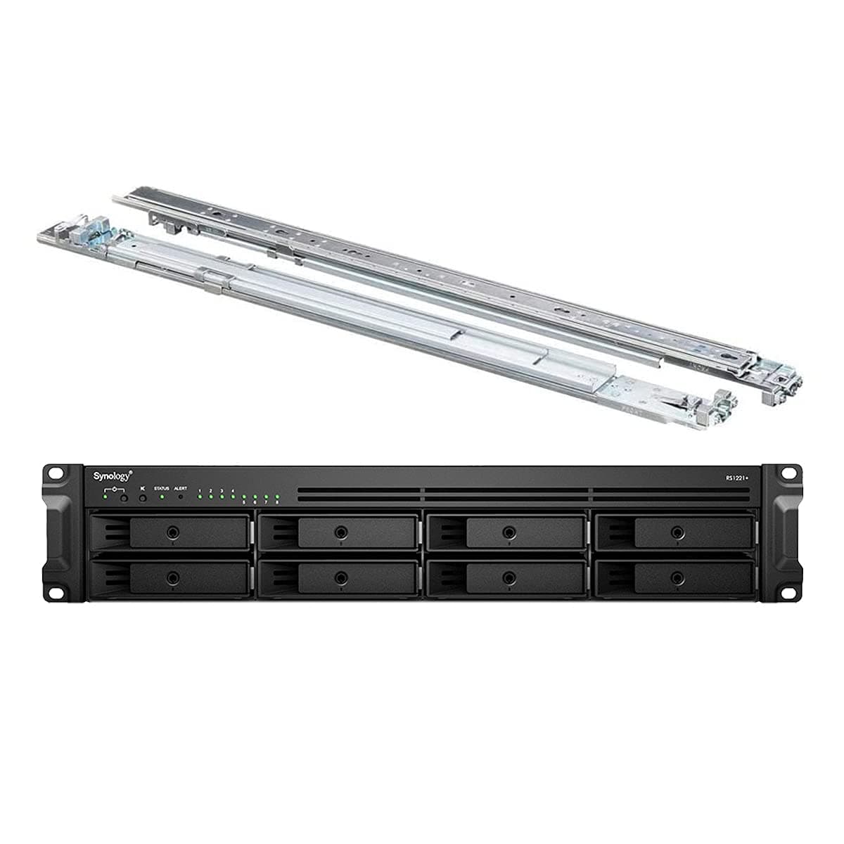 Synology RackStation RS1221+ NAS en rack, CPU Ryzen, 32GB RAM, 16TB SSD, bundle con rieles, DSM, listo para iSCSI, servidor de almacenamiento en red ASIHLAMZ485