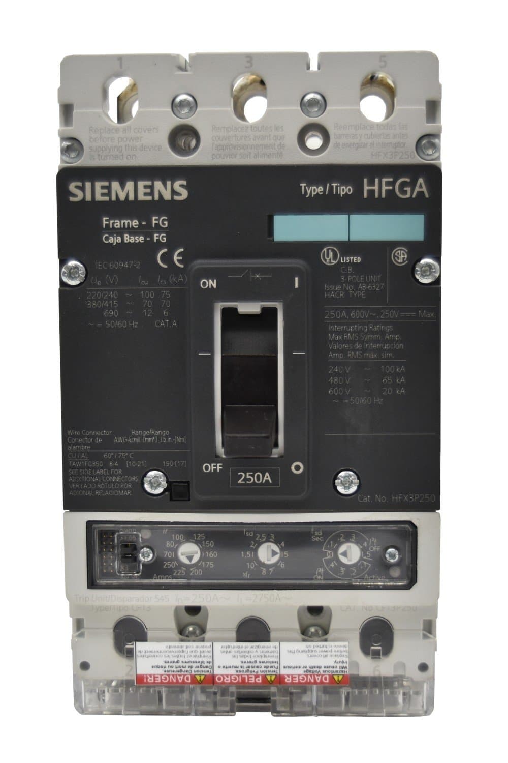 SIEMENS HFX3T100 - Interruptor Automático Clase H, Disyuntor VL, Circuit Breaker, Modelo HFX3T100