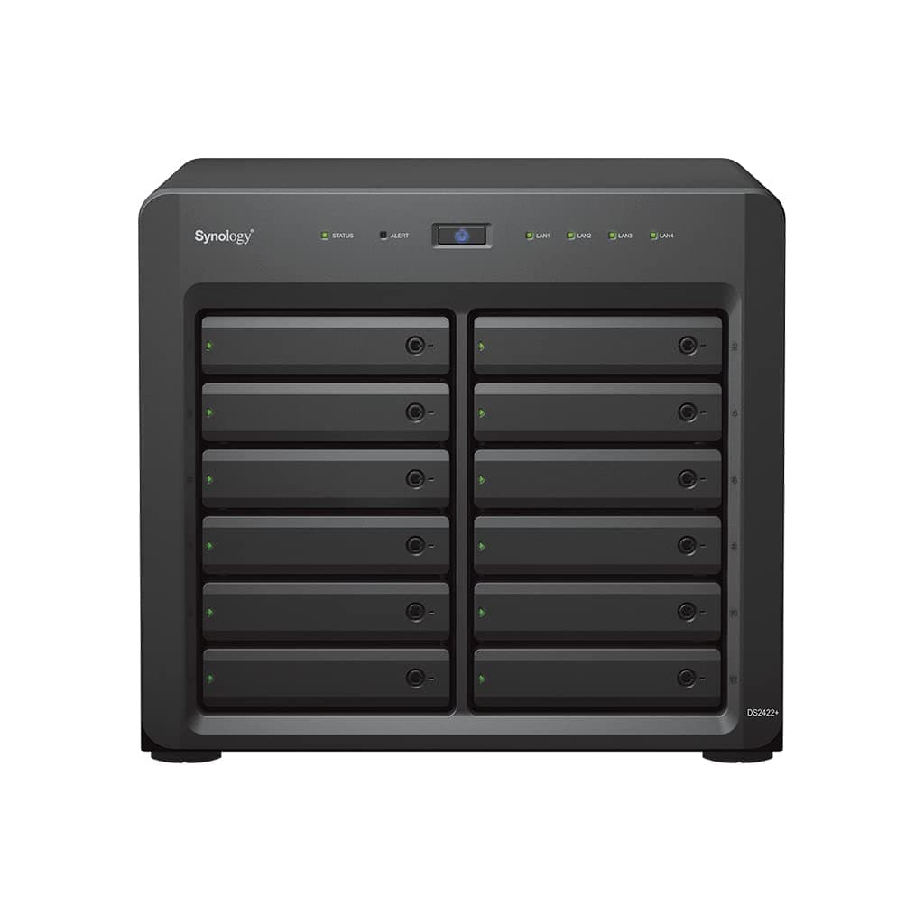 Synology DiskStation DS2422+ NAS Server, Ryzen 2.2GHz, 32GB RAM, 24TB SSD, 4x 1GbE LAN, DSM Sistema Operativo