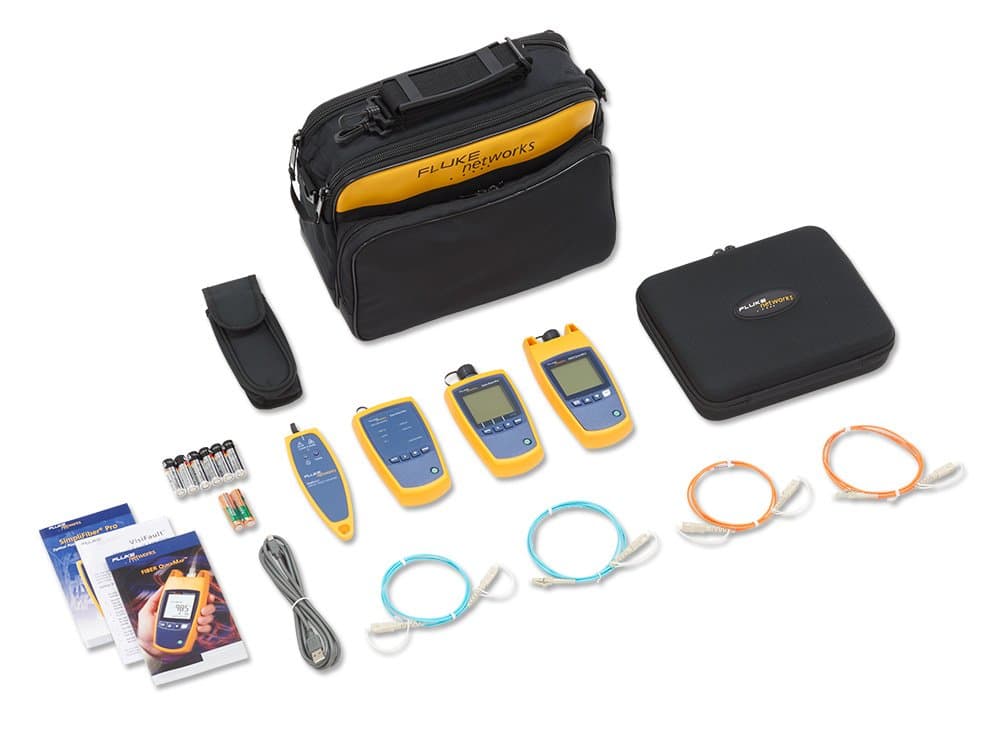 Fluke Networks FQM-SFP-M Fiber QuickMap con medidor de potencia, localizador de fallas multimodo, set de prueba de fibra óptica, detector de fallas, comprobador de red