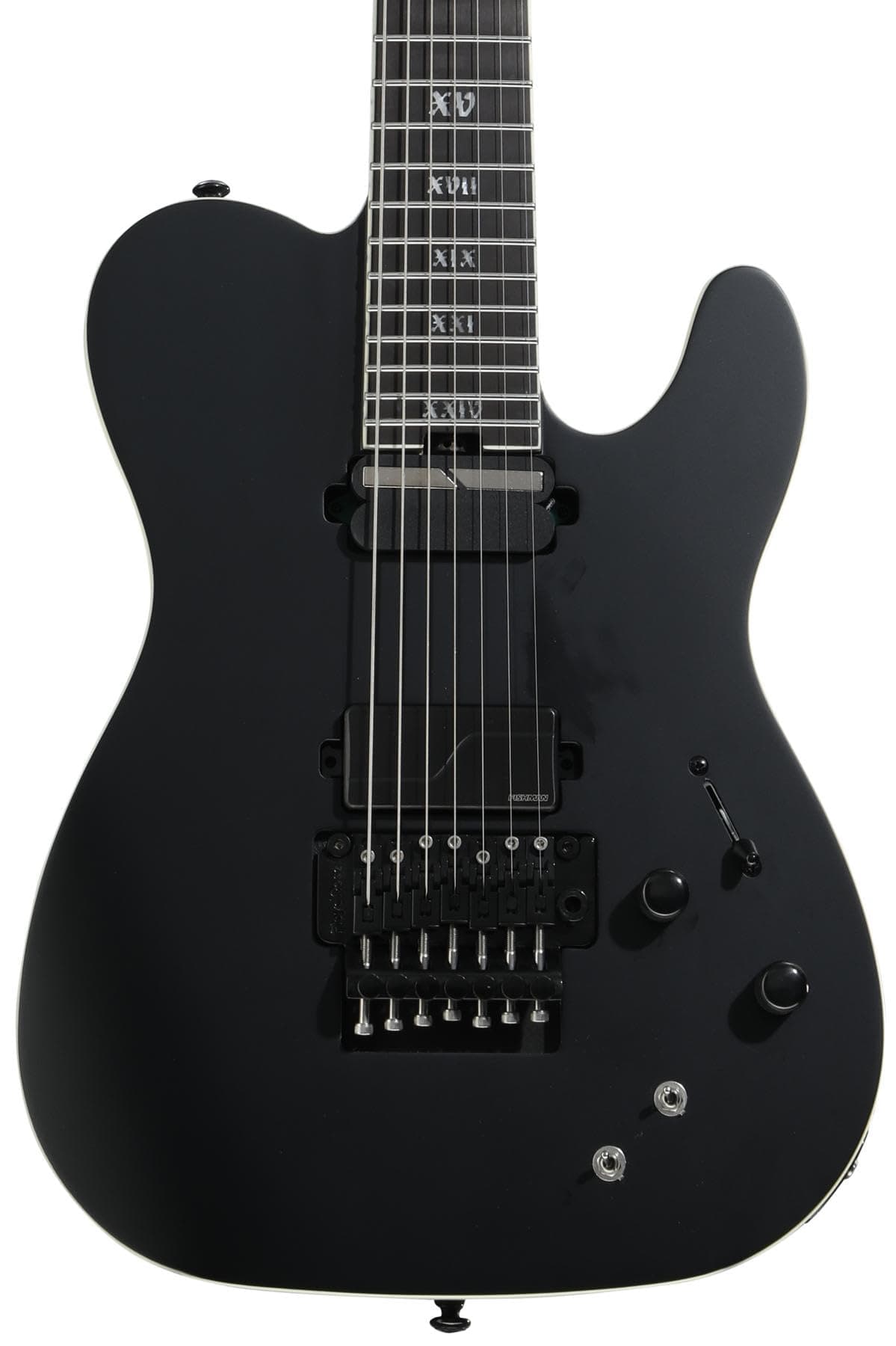 Schecter PT-7 FR-S SLS Elite Evil Twin - Guitarra Eléctrica 7 Cuerdas, Puente Floyd Rose, Sustainer, Satin Black/Light Gray Stain 1384