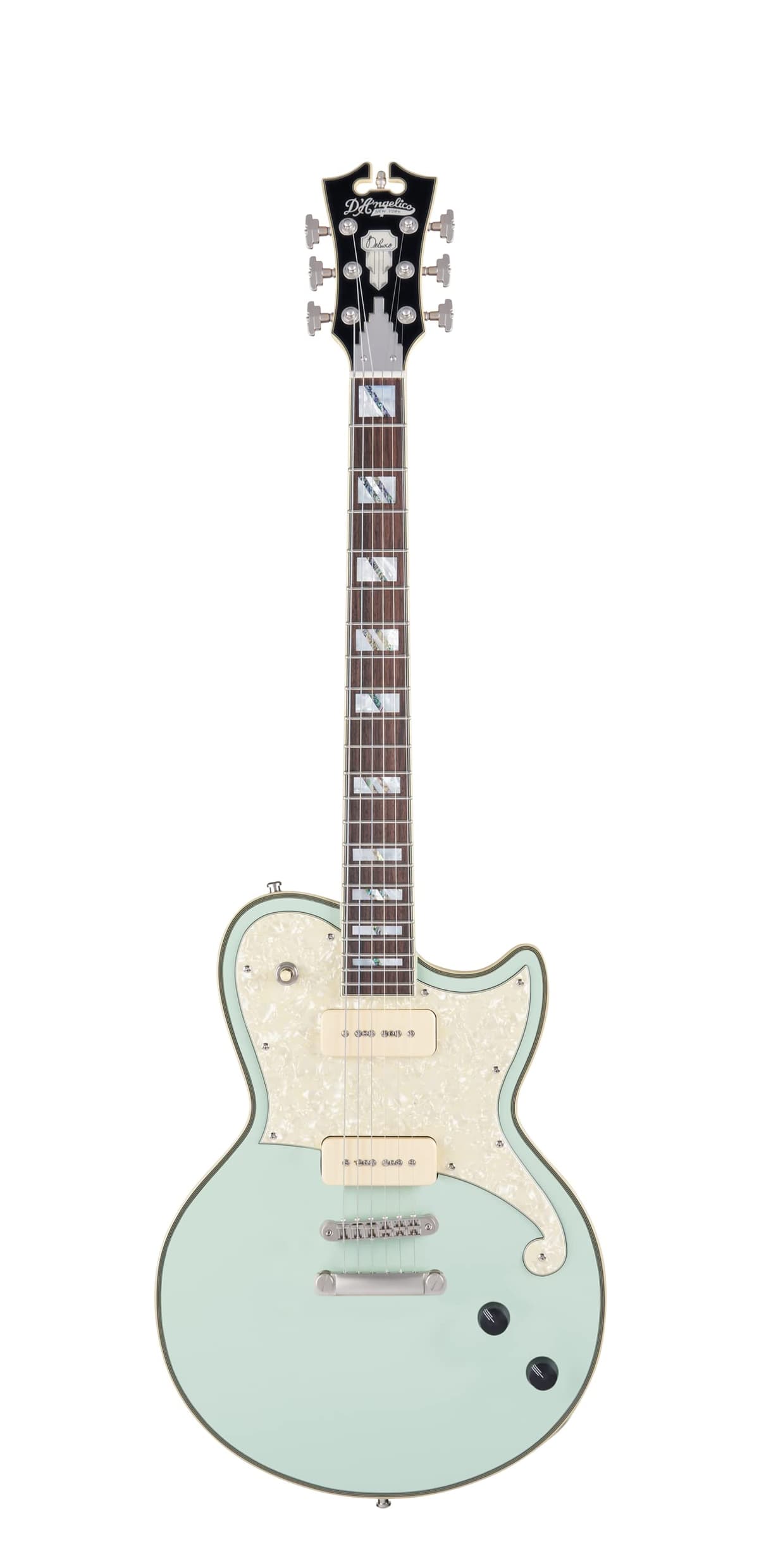 D'Angelico Deluxe Atlantic DADATLSAGESNS Guitarra eléctrica de cuerpo sólido de 6 cuerdas, para diestros, color Sage (verde)
