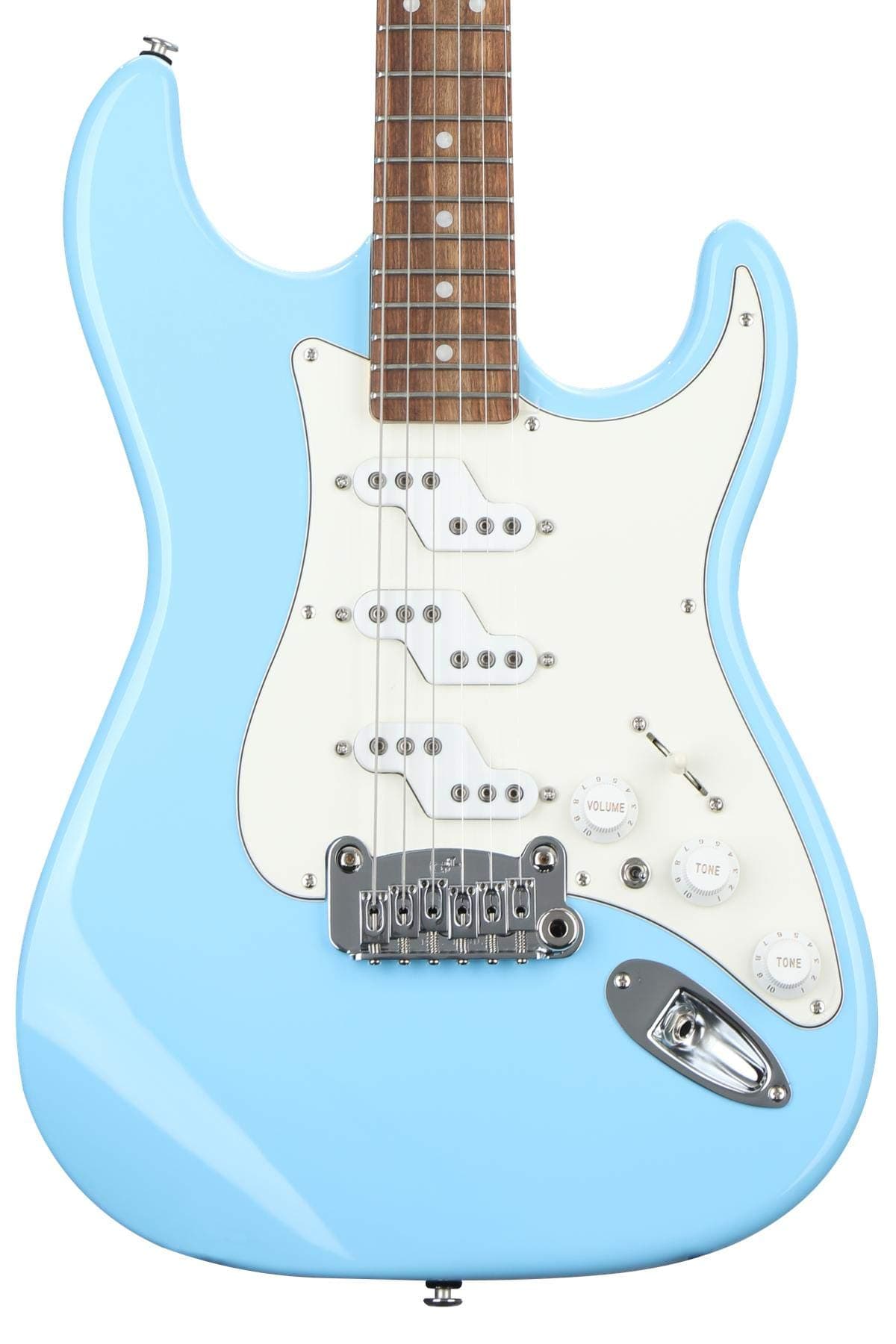 G&L Fullerton Deluxe Comanche - Guitarra Eléctrica, Himalayan Blue, diapasón de arce, MFD Z-Coil, con estuche FDCOM-HIM-CR