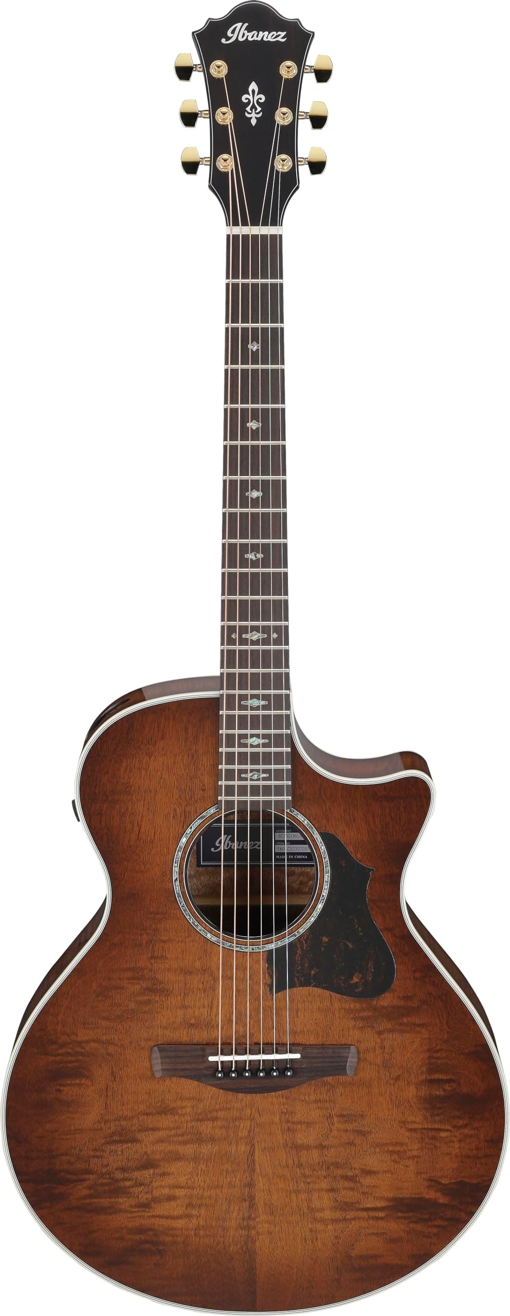 Ibanez AE340FMH - Guitarra Electroacústica, Tapa Flame Maple, Natural High Gloss, Serie AE, Cutaway, Preamp Integrado AE340FMH-MHS