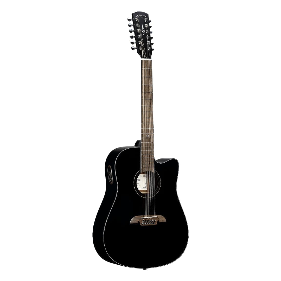 Alvarez AD60CE 12 Cuerdas Guitarra Electroacústica Negra - cutaway, preamplificada, color Black AD60CE-12-STRING-BLK