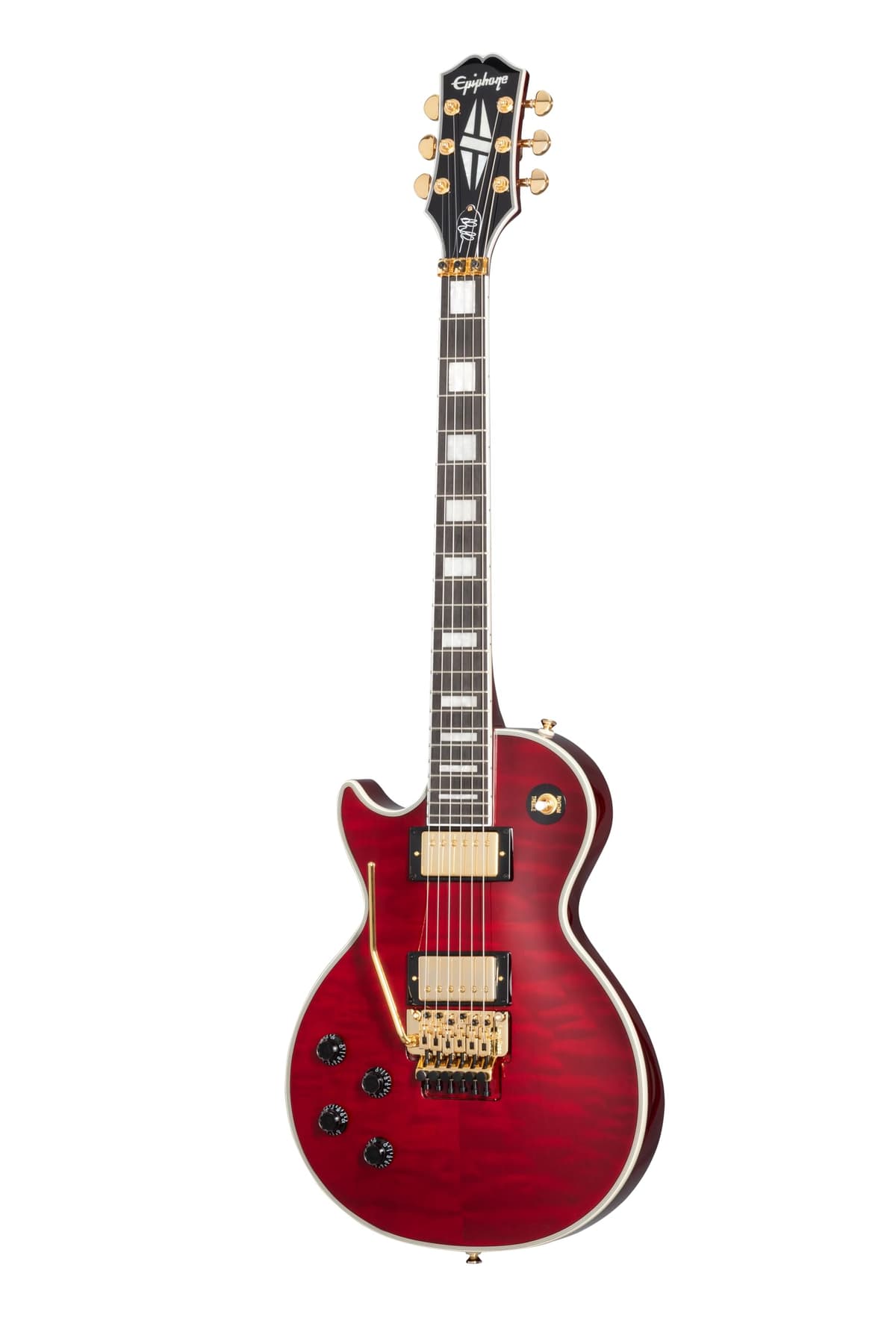 Epiphone Alex Lifeson Les Paul Custom Axcess Quilt Lefty, Ruby con Estuche - Guitarra Eléctrica Zurda, Quilted Maple, Color Rubí EILPACQALRUBGH1L