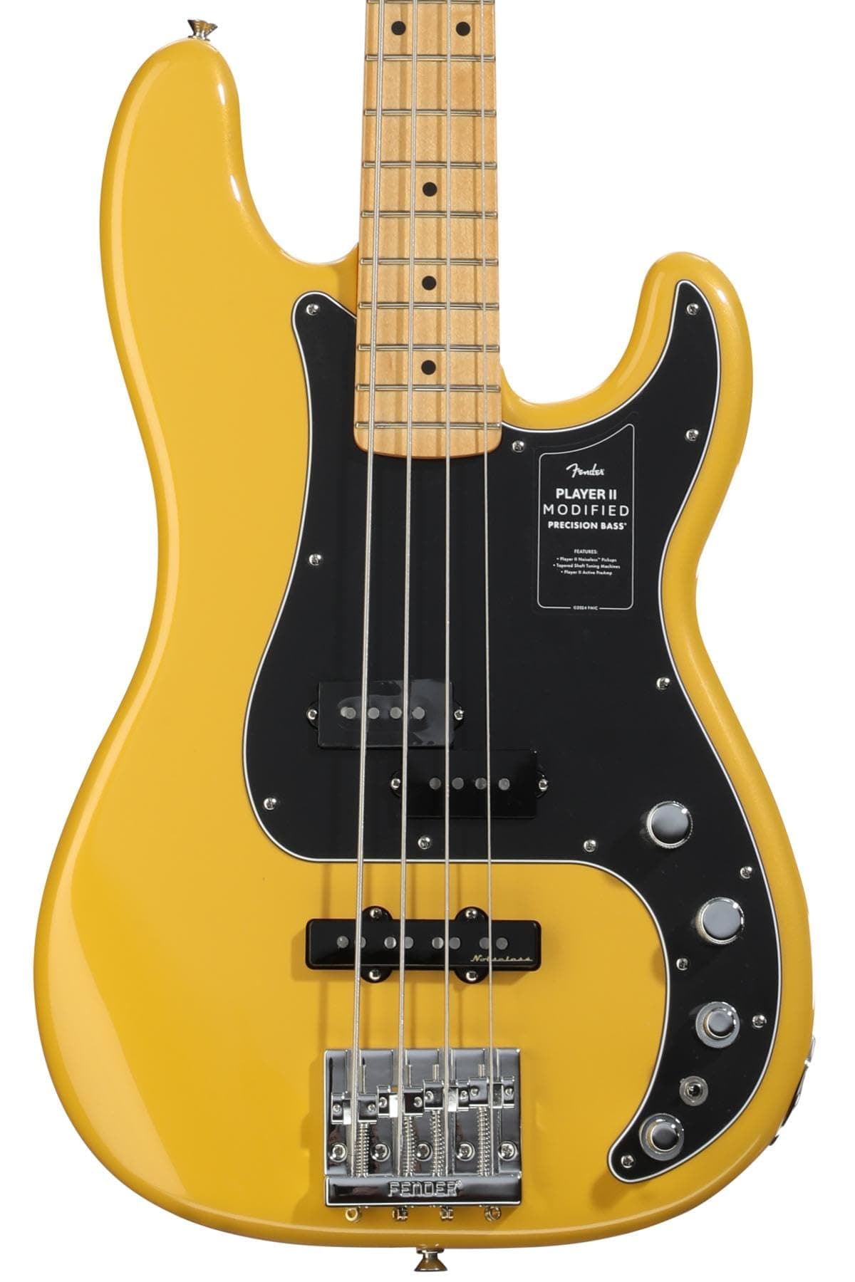 Fender Player II Modified Active Precision Bass PLAIIMODPBMNSSY - Bajo Activo Precision, Sunshine Yellow, Diapasón de Arce, Maple Fingerboard, Fender Original, 4 Cuerdas, Eléctrico