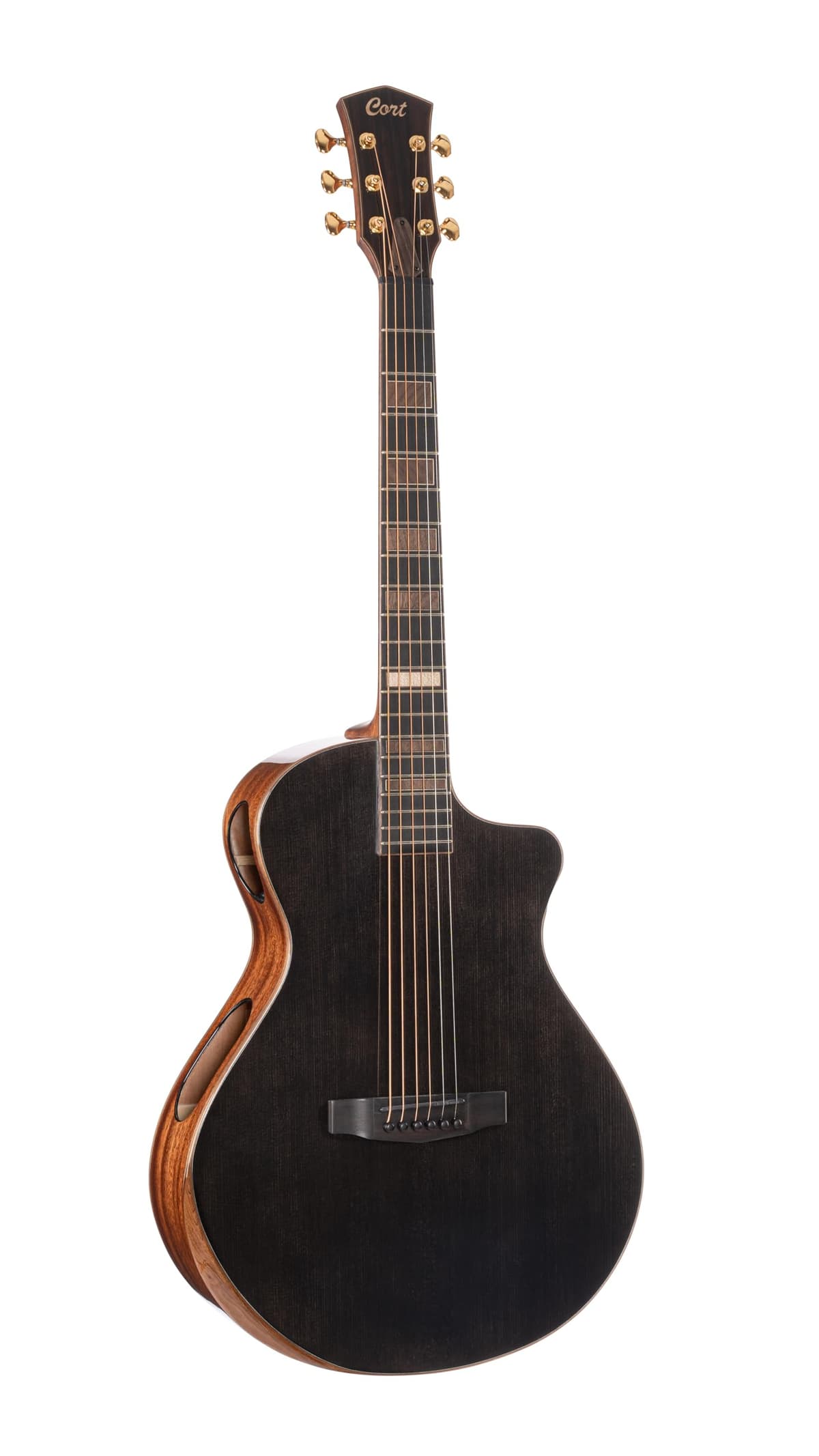Cort Masterpiece Series Modern Black Guitarra Electroacústica con Estuche A/E Negra Profesional