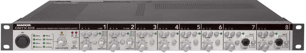 Mackie Onyx 800R Preamp de Micrófono 8 Canales Rackmount ADAT/Word Clock Conversores 24-Bit para Estudio y Directo