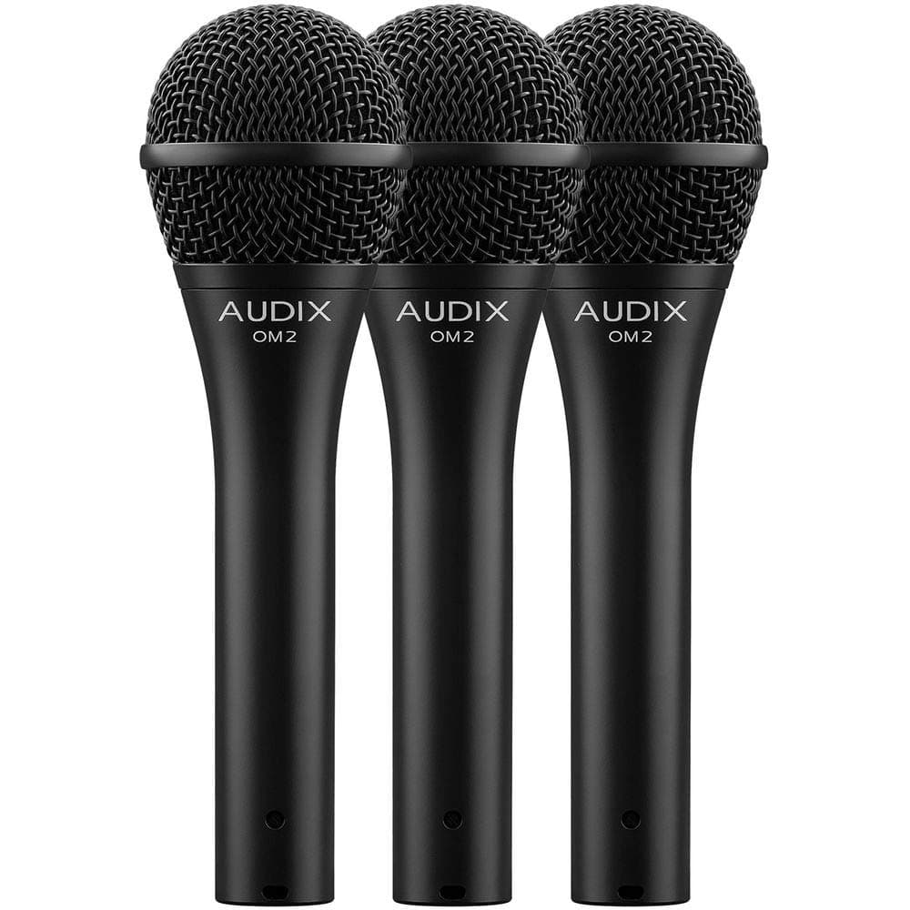 AUDIX OM2 TRIO Micrófonos Dinámicos Cardioides - Paquete a Granel de 3 OM2, Ideal para Voz en Vivo y Presentaciones (OM2-TRIO, OM 2)