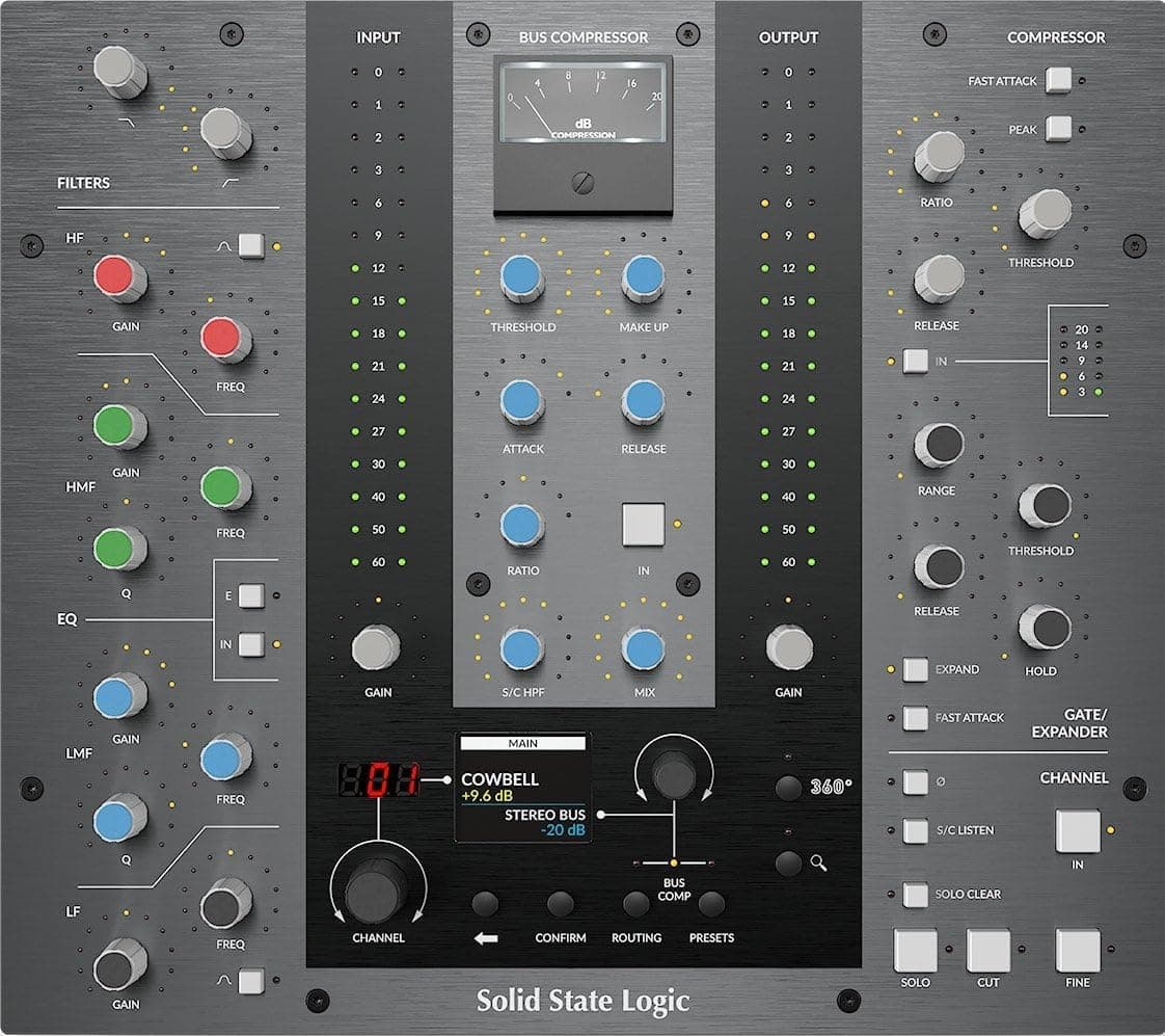 Solid State Logic UC1 Controlador USB avanzado para plug-ins con ecualizador de canal, dinámica y compresor de bus
