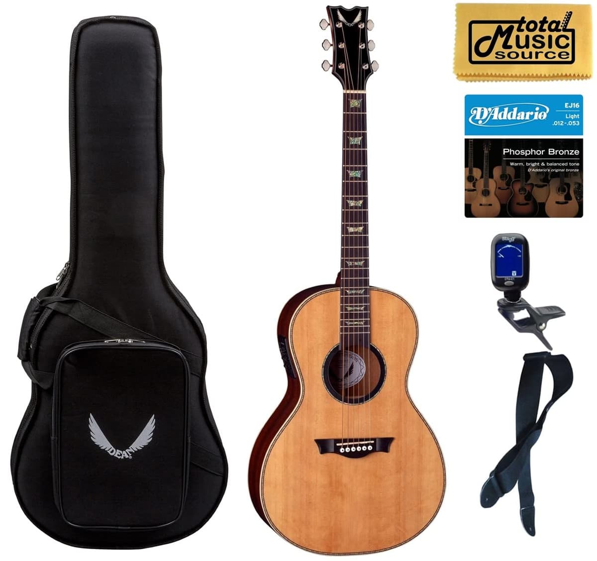 Generic Dean St Augustine Elite Parlor A/E - Guitarra Parlor Electroacústica, Tapa Maciza, Incluye Estuche Liviano, Pack SA ELITE E PARLOR LLCASE