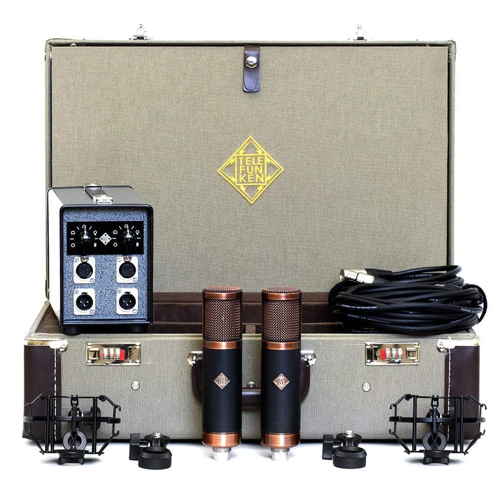 TELEFUNKEN TF39 Copperhead Micrófono de Condensador a Válvula - Set Estéreo Deluxe, Micrófono de Tubo Profesional para Estudio, Grabación Vocal e Instrumental