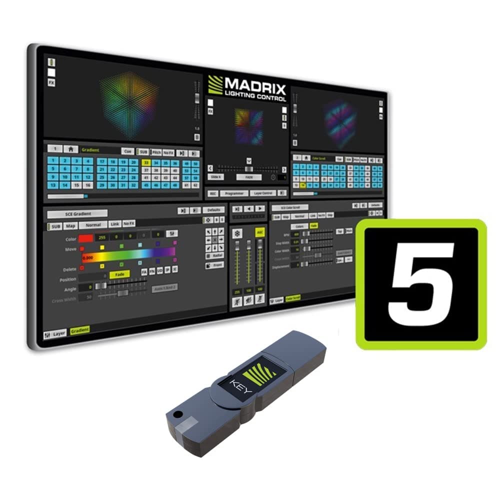 SIRS-E MADRIX 5 IA-SW-005003 Licencia Basic + Key, 32 Universos DMX, Software Iluminación, Control DMX, USB Key
