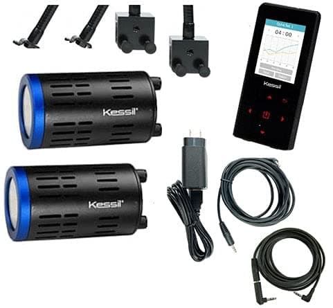 Kessil A160 Tuna Blue - Kit de 2 Luces LED con Controlador Espectral X y 2 Soportes Flexibles (Paquete de 7 Piezas)