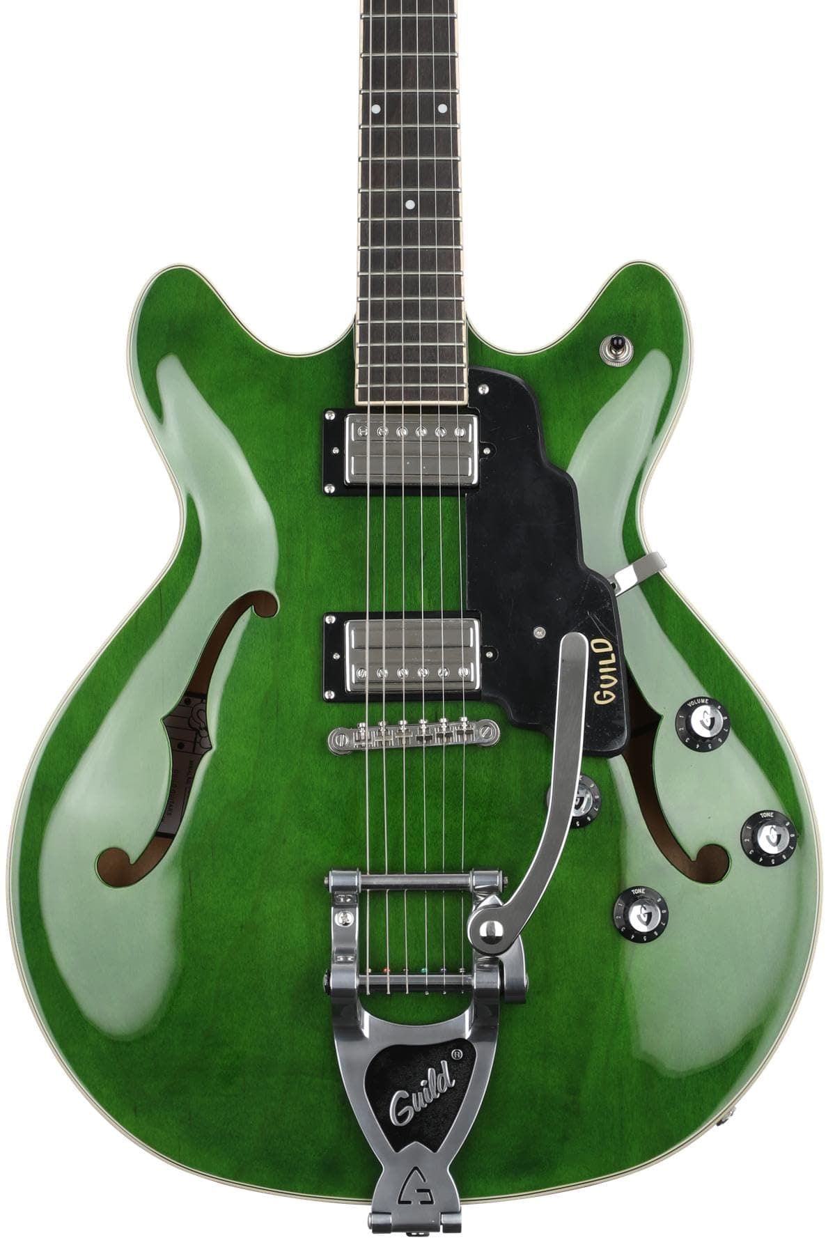 GUILD Starfire I DC - Guitarra Eléctrica Semi-Hollow, Emerald Green, Doble Cut, con Clavijas Vintage Guild, Colección Newark St. Starfire I DC w/GVT GRN