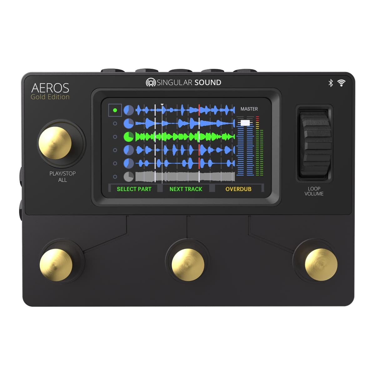 Singular Sound Aeros Gold Edition Loop Studio - Pedal Looper Estéreo de 6 Pistas con Pantalla Táctil y Mezcla Manos Libres