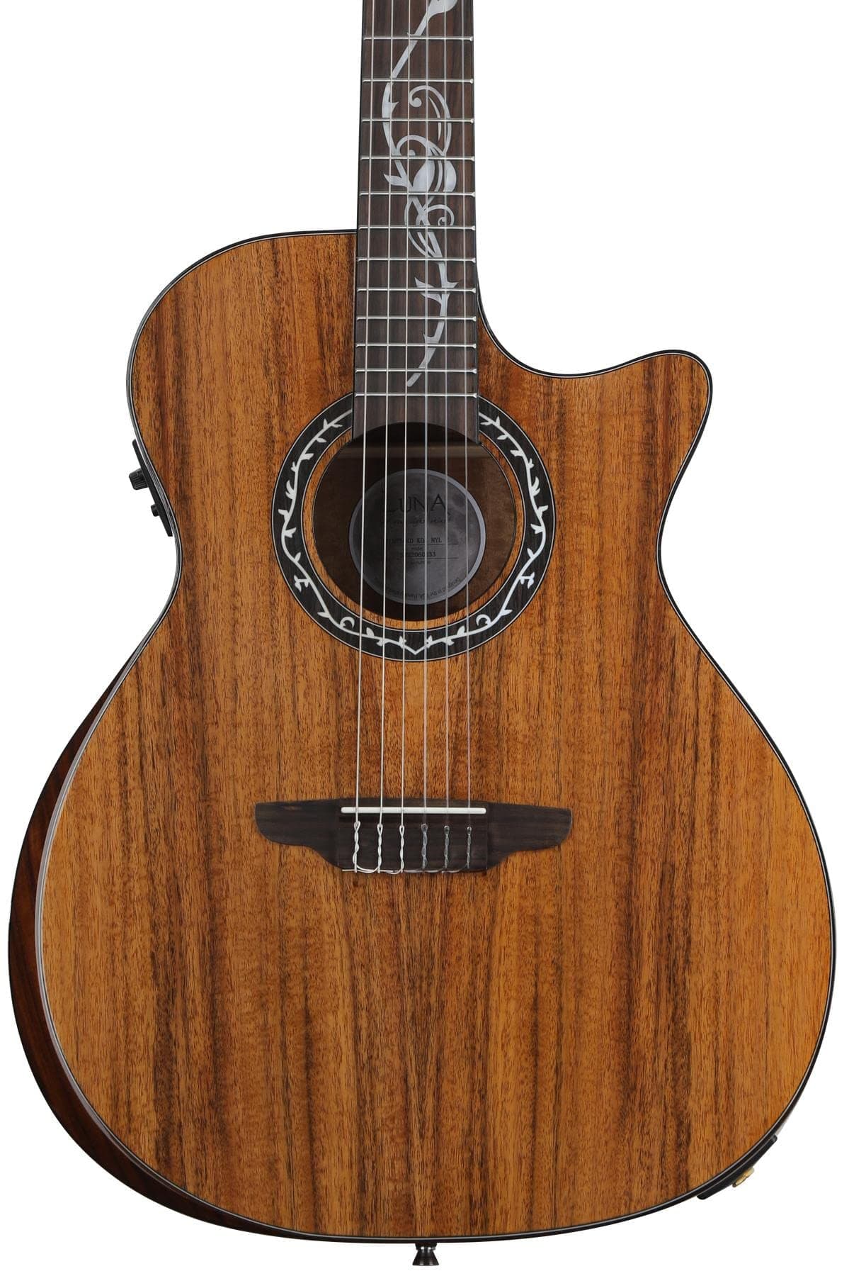 LUNA Vineyard Koa Bevel Nylon Guitarra Electroacústica de Nylon - Natural Gloss, Koa, Acabado Brillante, Cuerpo Bevel VINEYARD KOA NYL E