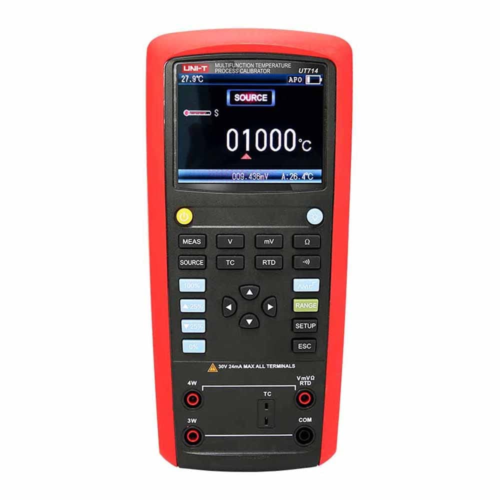 UNI-T UT714 Calibrador de Procesos de Temperatura Multifunción Portátil de Alta Precisión, Fuente y Medidor para Termopares
