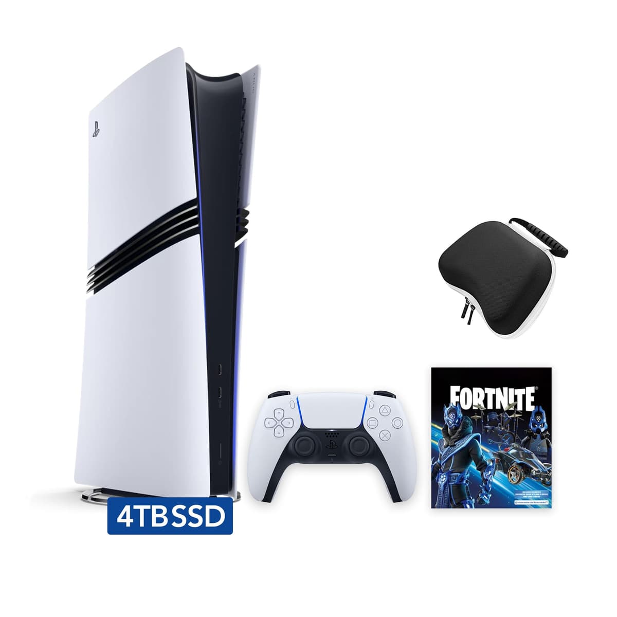 Sony PlayStation 5 Pro CFI-7000B01 Edición Digital 4TB Bundle Fortnite Cobalt Star con Estuche para Control - Blanco - SSD Ultrarápido 4TB Doble Almacenamiento PS5 Pro [playstation_5] [video game]