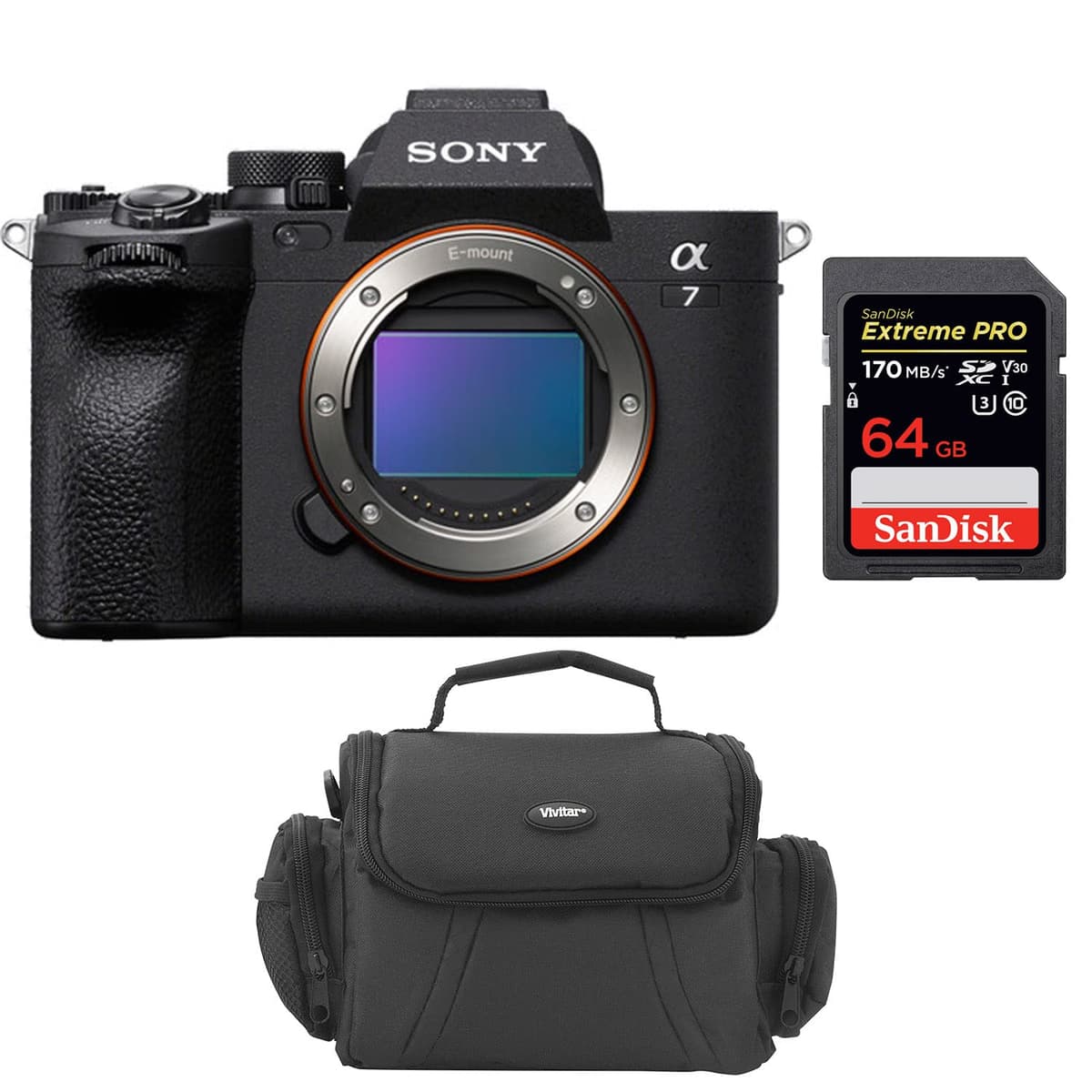 Sony Alpha a7 IV Cámara Mirrorless, Kit con Tarjeta SD 64GB Extreme Pro y Bolso, 33MP, 4K 60p, Enfoque Automático Avanzado, Wi-Fi/Bluetooth, ILCE-7M4