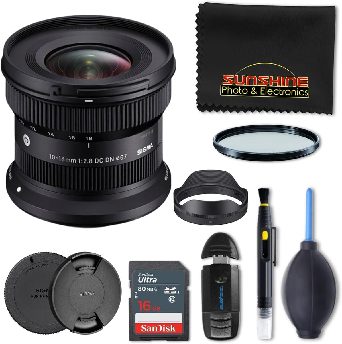 Sigma Contemporary 10-18mm f2.8 DC DN para Sony E, Lente Gran Angular, Bundle Sunshine Photo Básico, Garantía del Fabricante USA 4 Años SIG-1018MM28SONY